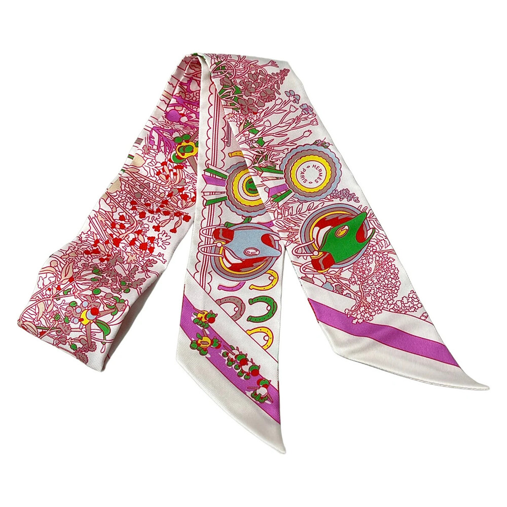 Hermes Twilly White Multi Scarf #367744H54B